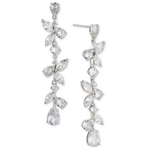 Eliot Danori Silver Tone Cubic Zirconia Marquise Vine Linear Drop Earrings